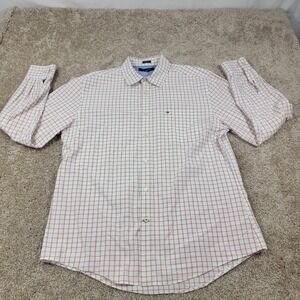 Tommy Hilfiger Dress Shirt‎ 80s 2Ply Double Retorso Red Plaid Large